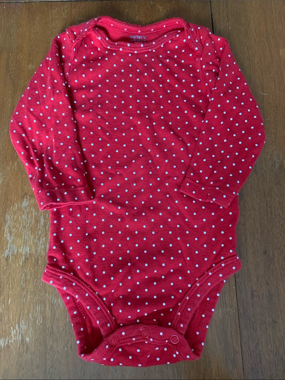 🍓3/$10 Carter's Red Long-Sleeve Polka Dot Baby Bodysuit size 9m